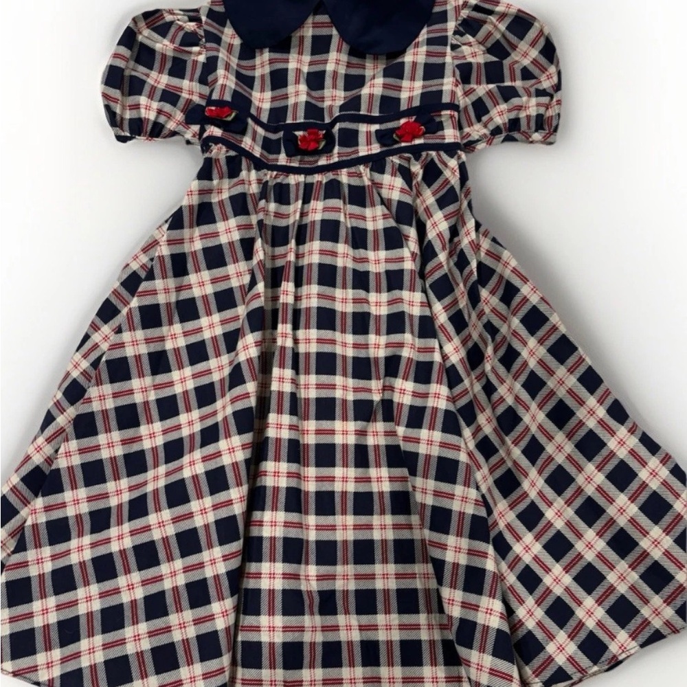 Plaid Navy and Red Little Girl Formal Dress